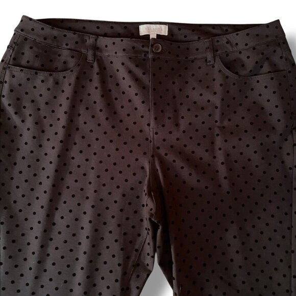 Talbots Womens Pant Plus Sz 20W Black Flocked Velvet Polka Dot Straight Stretch - Picture 3 of 5
